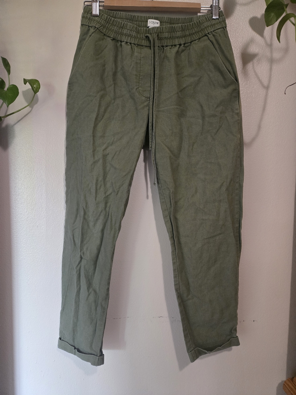 J. Crew Olive Drawstring Cropped Chinos Size 4